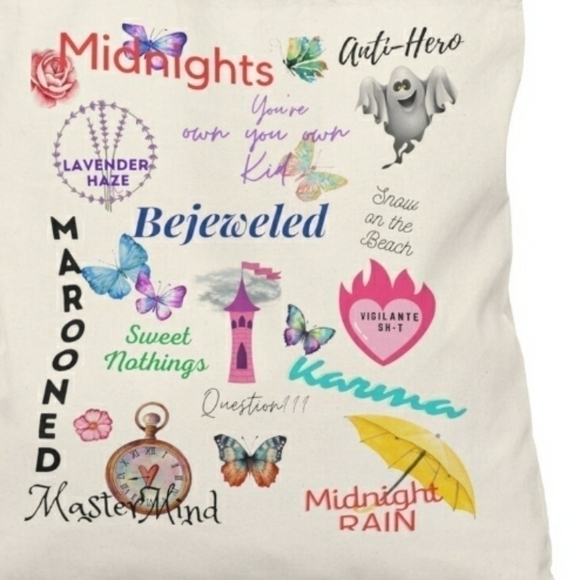 UNIQUE Tote Bag, Grocery Tote Bag castle heart butterfly timepiece ghost - Picture 2 of 6